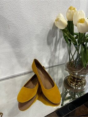 ANTONIO MELANI Mustard Yellow Suede Ballet Flats